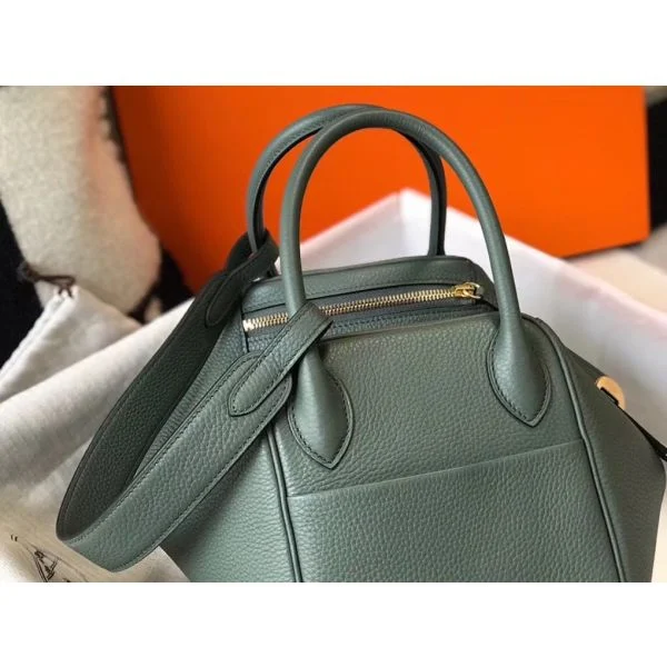 Hermes Lindy 26cm Bag In Vert Amande Clemence Leather GHW - Image 4