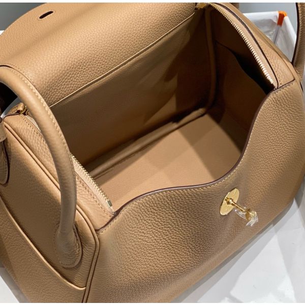 Hermes Lindy 30cm Bag In Chai Clemence Leather GHW - Image 9