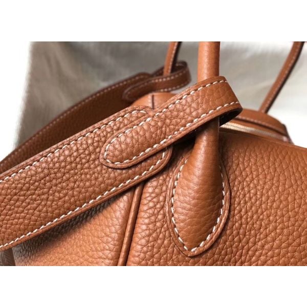 Hermes Lindy 30cm Bag In Gold Clemence Leather PHW - Image 4