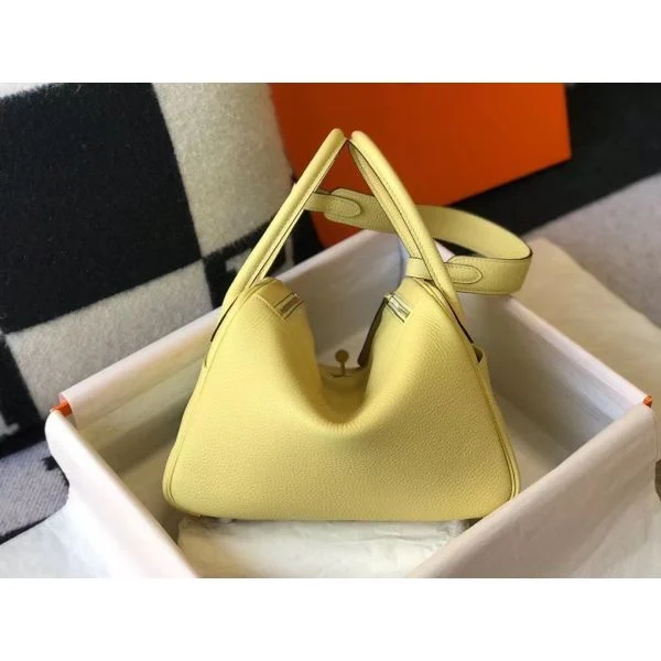 Hermes Lindy 30cm Bag In Jaune Poussin Clemence Leather GHW - Image 2