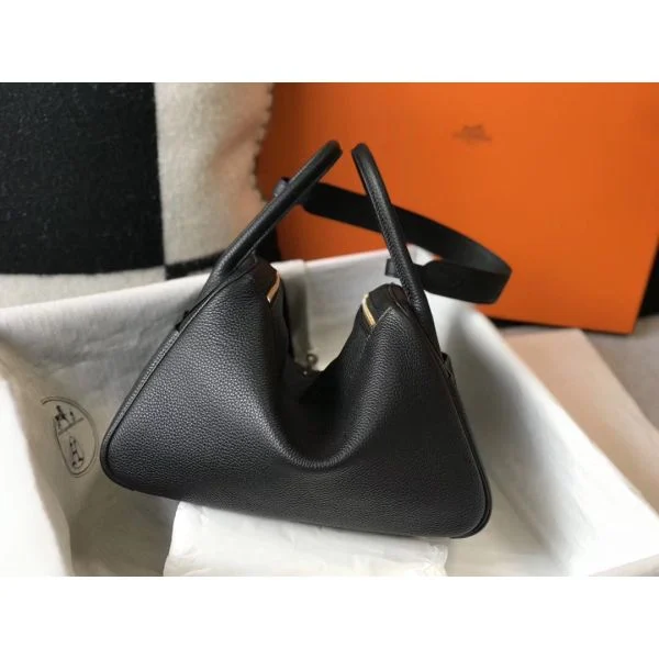 Hermes Lindy 30cm Bag In Black Clemence Leather GHW - Image 2