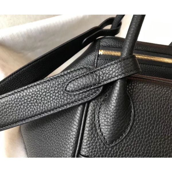 Hermes Lindy 30cm Bag In Black Clemence Leather GHW - Image 4