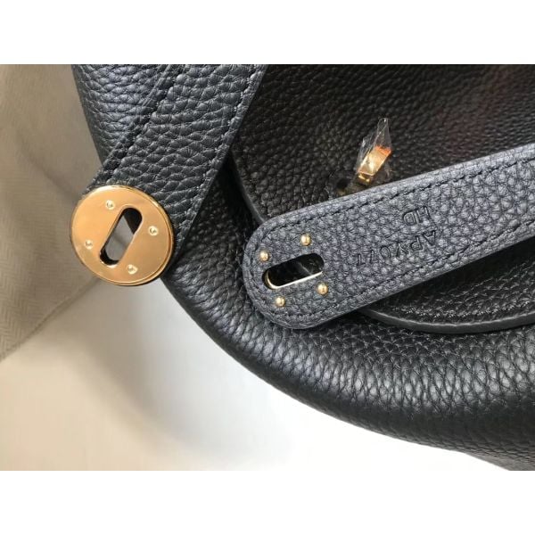 Hermes Lindy 30cm Bag In Black Clemence Leather GHW - Image 5