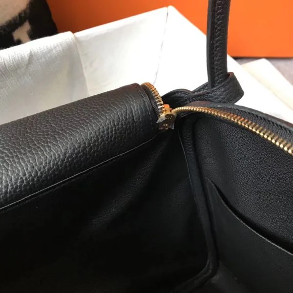 Hermes Lindy 30cm Bag In Black Clemence Leather GHW - Image 7