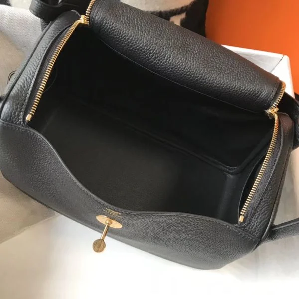 Hermes Lindy 30cm Bag In Black Clemence Leather GHW - Image 8