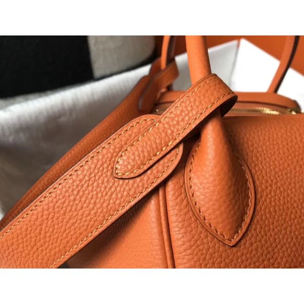 Hermes Lindy 30cm Bag In Orange Clemence Leather GHW - Image 4