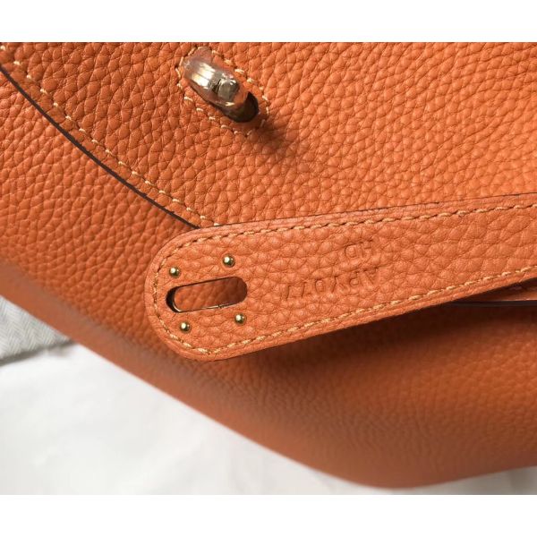 Hermes Lindy 30cm Bag In Orange Clemence Leather GHW - Image 6