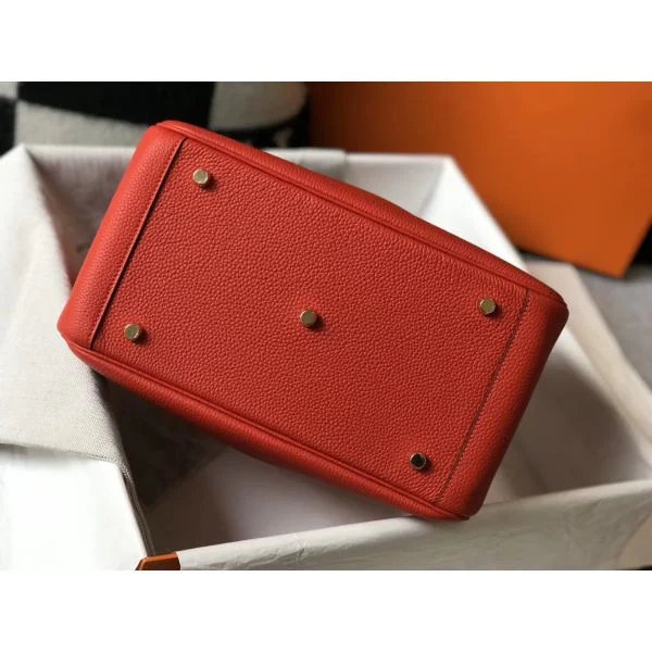 Hermes Lindy 30cm Bag In Red Clemence Leather GHW - Image 3