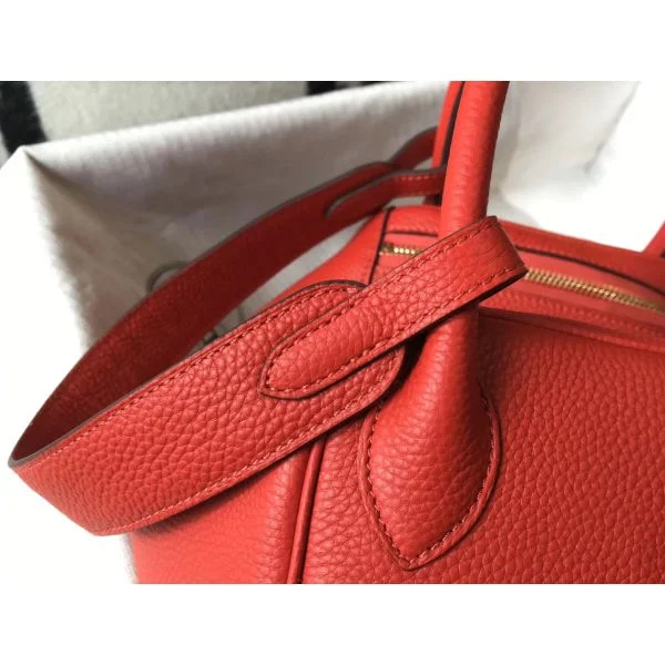 Hermes Lindy 30cm Bag In Red Clemence Leather GHW - Image 5