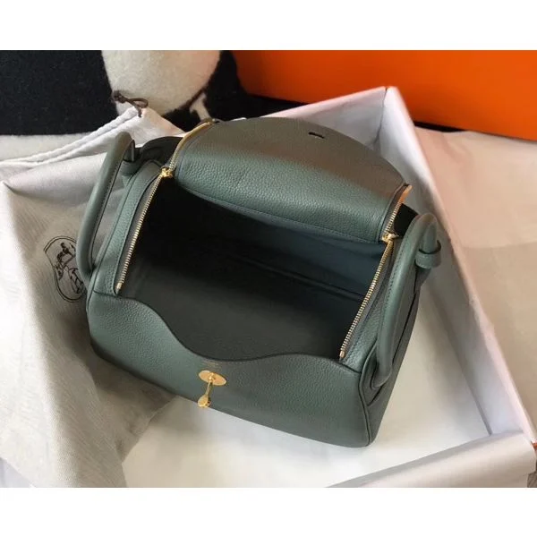 Hermes Lindy 30cm Bag In Vert Amande Clemence Leather GHW - Image 7