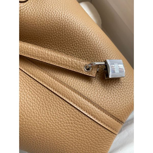 Hermes Picotin Lock 18 Handmade Bag in Chai Clemence Leather - Image 3