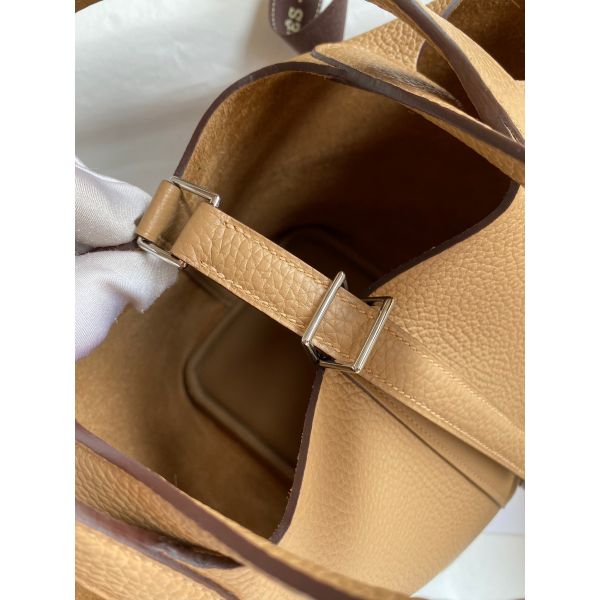 Hermes Picotin Lock 18 Handmade Bag in Chai Clemence Leather - Image 4