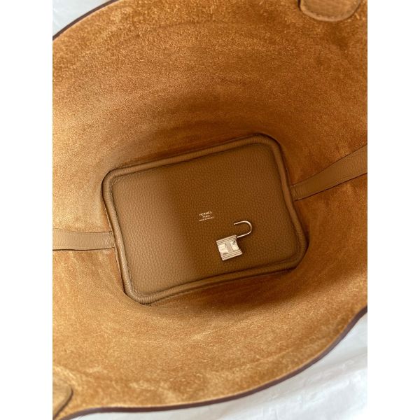 Hermes Picotin Lock 18 Handmade Bag in Chai Clemence Leather - Image 7