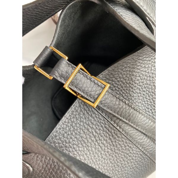 Hermes Picotin Lock 18 Handmade Bag in Black Clemence Leather - Image 4