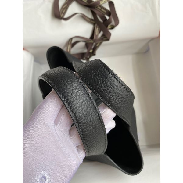 Hermes Picotin Lock 18 Handmade Bag in Black Clemence Leather - Image 5