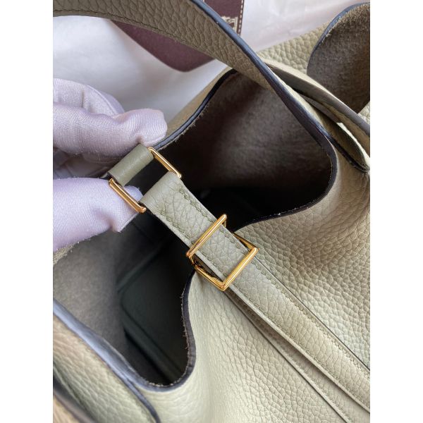 Hermes Picotin Lock 18 Handmade Bag in Sauge Clemence Leather - Image 4