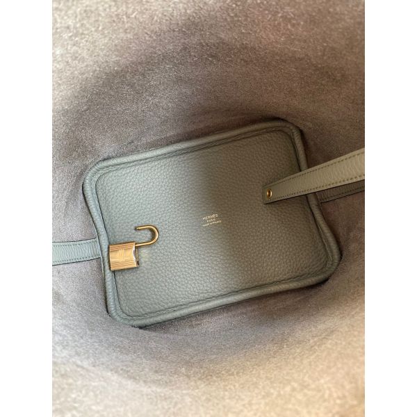 Hermes Picotin Lock 18 Handmade Bag in Sauge Clemence Leather - Image 6