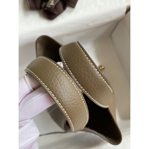 Hermes Picotin Lock 18 Handmade Bag in Taupe Clemence Leather - Image 5