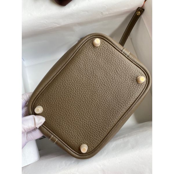 Hermes Picotin Lock 18 Handmade Bag in Taupe Clemence Leather - Image 8