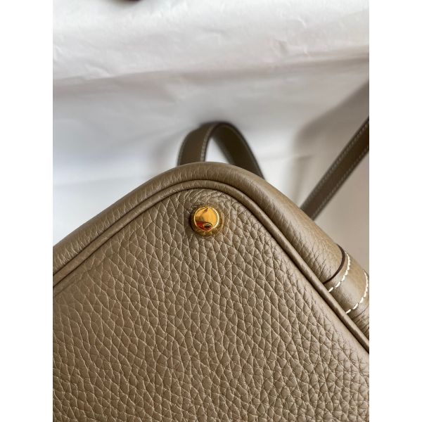 Hermes Picotin Lock 18 Handmade Bag in Taupe Clemence Leather - Image 9