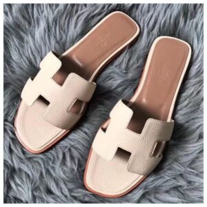 Hermes Oran Sandals In Beton Clemence Leather