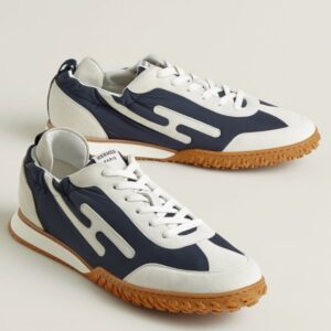 Hermes Men's Jet Sneakers in Blue Technical Canvas