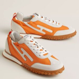 Hermes Men's Jet Sneakers in Orange Technical Canvas