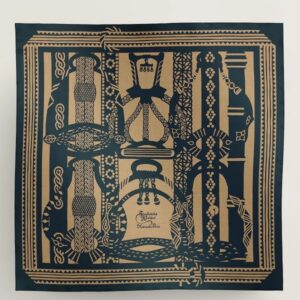 Hermes Blue Fantaisie d'Etriers Shawl 140