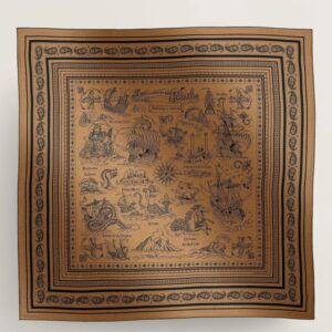 Hermes Caramel Tatouages Marins Bandana Shawl 140
