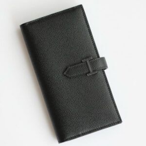 Hermes Bearn Long Handmade Wallet in All Black