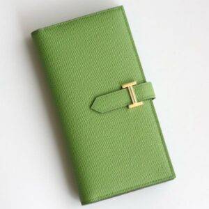 Hermes Bearn Long Handmade Wallet in Vert Criquet Epsom Calfskin