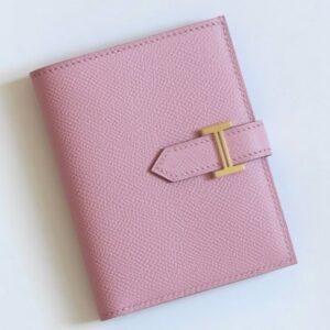 Hermes Bearn Compact Handmade Wallet in Mauve Sylvestre Epsom Calfskin