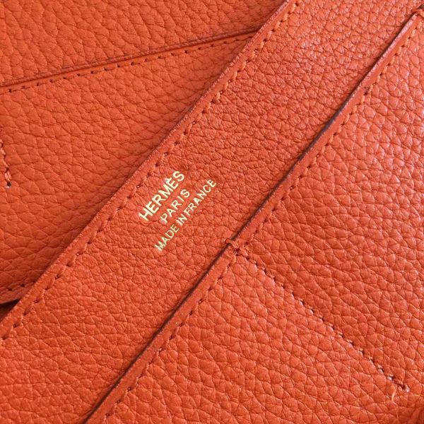 Hermes Dogon Duo Wallet In Orange Clemence Leather - Image 7