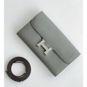 Hermes Constance To Go Wallet in Gris Meyer Epsom Calfskin